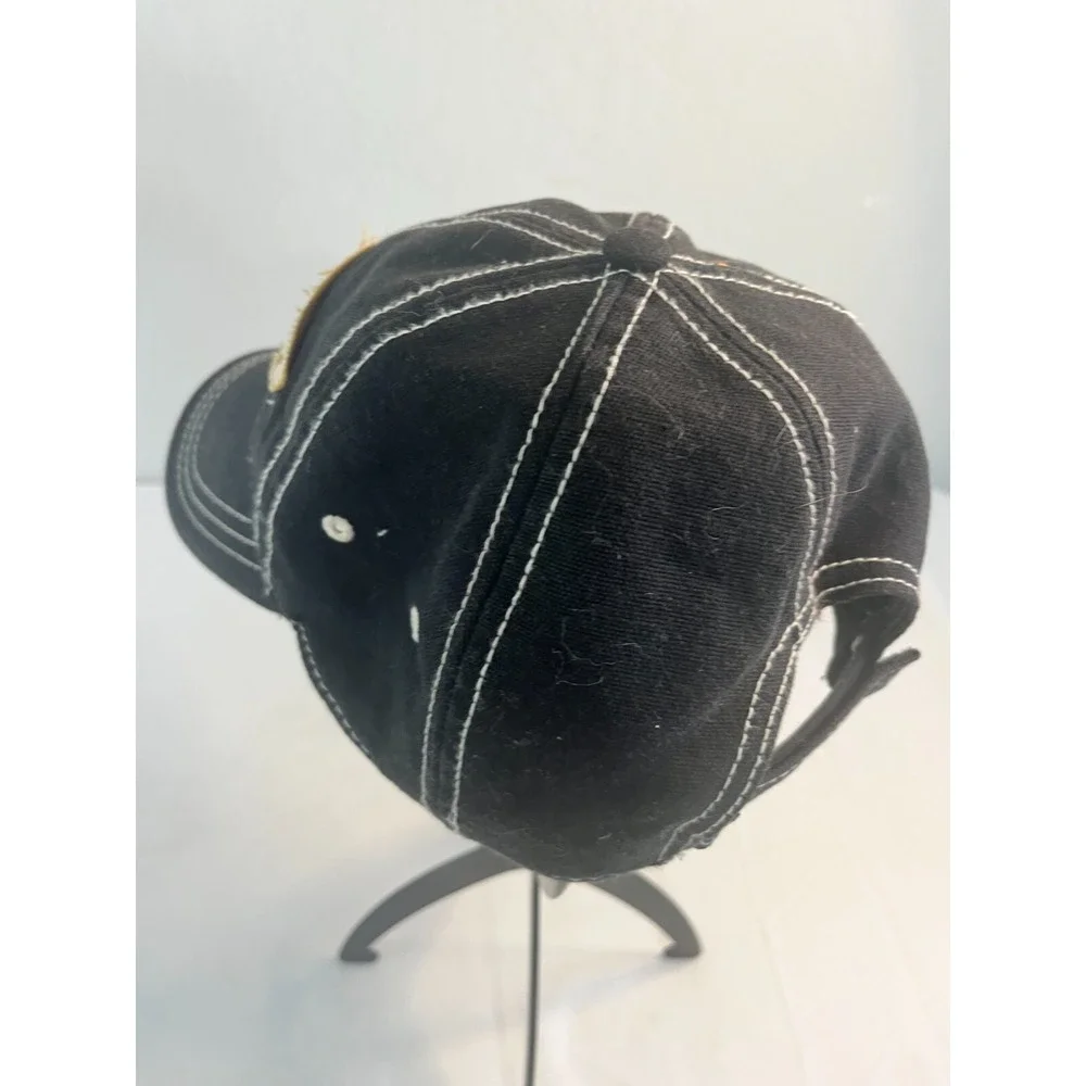 HUNTINGTON BEACH Embroidered Distressed Baseball Cap‎ Vintage Style Black Hat